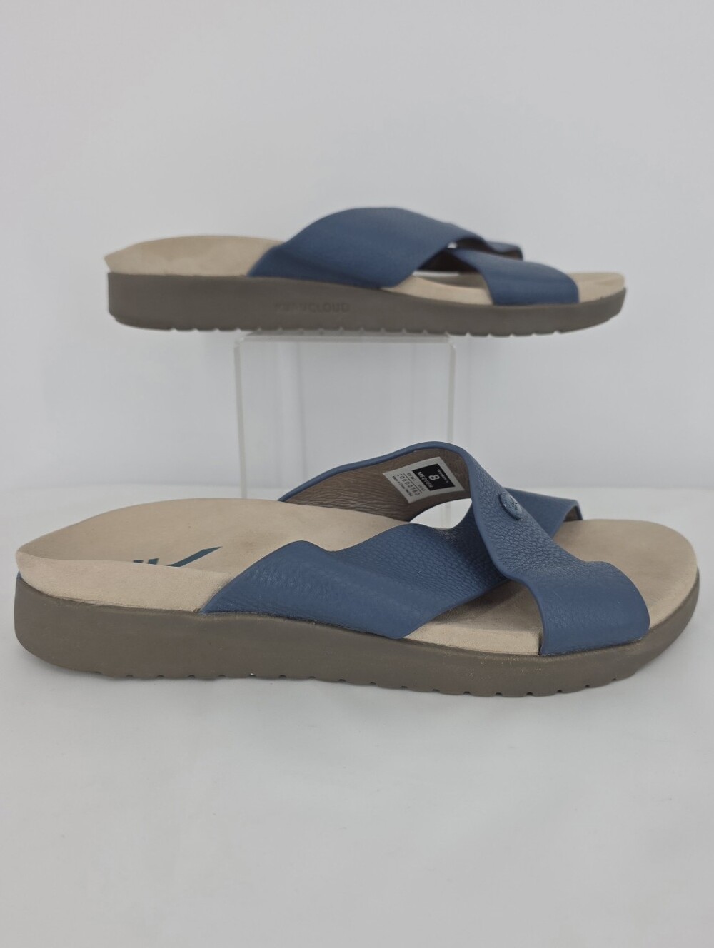 KURU Breeze Womens 8 Blue Leather Cross Strap Orthopedic Comfort Sandals